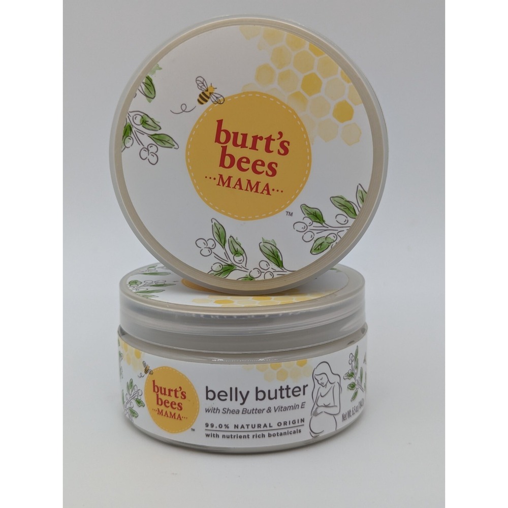 Lot of 2 Burt's Bees Mama Bee Belly Butter, Fragrance Free Lotion, 6.5 oz Tub